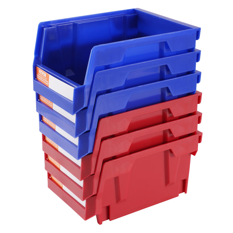 VEVOR Blue and Red Stackable Plastic Storage Bins 24-Pack