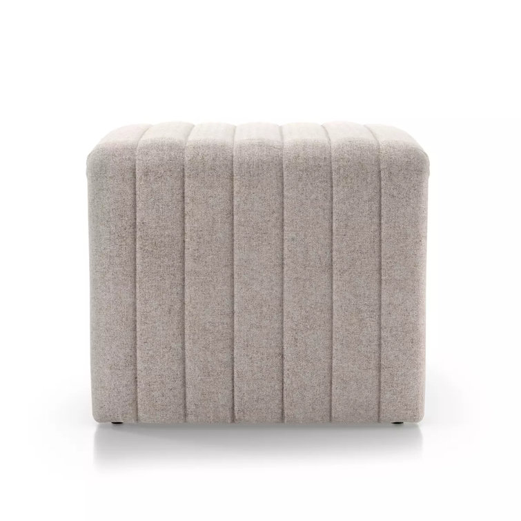 Contemporary Beige Tufted Square Ottoman, 21.5"