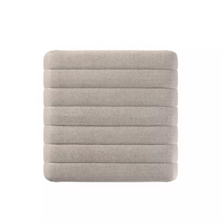 Contemporary Beige Tufted Square Ottoman, 21.5"