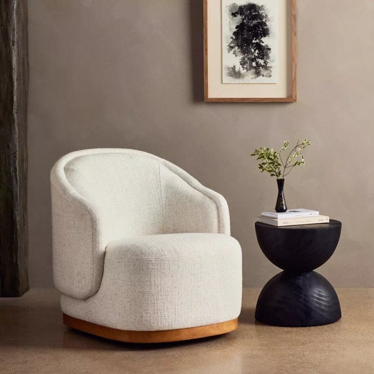 Martine White Performance Fabric Swivel Barrel Chair