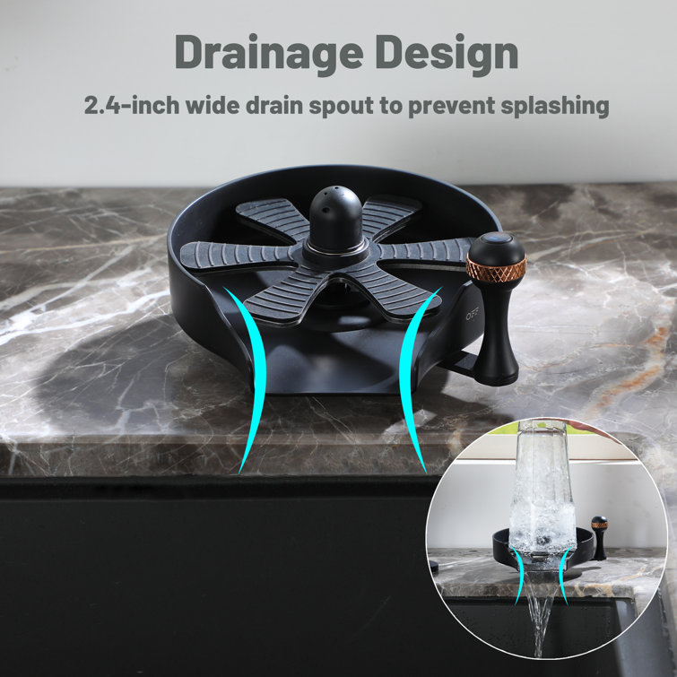 Matte Black Stainless Steel Kitchen Sink Glass Rinser