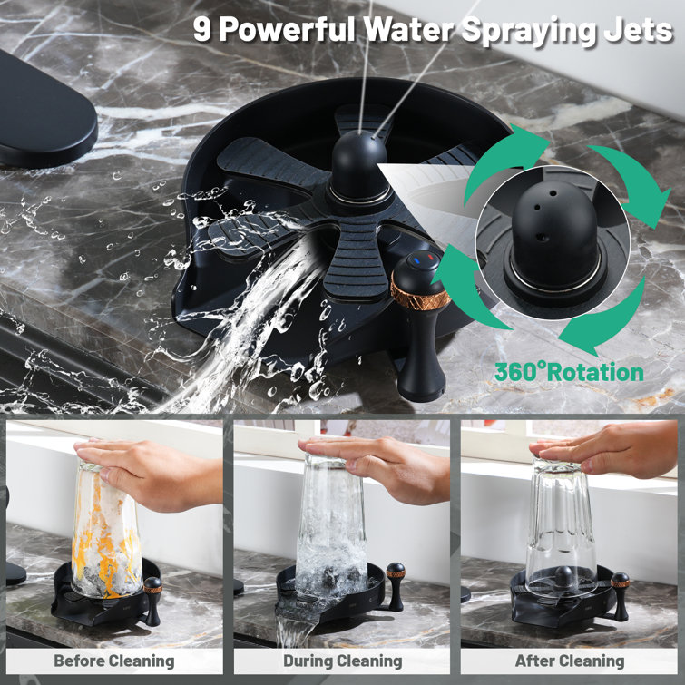 Matte Black Stainless Steel Kitchen Sink Glass Rinser