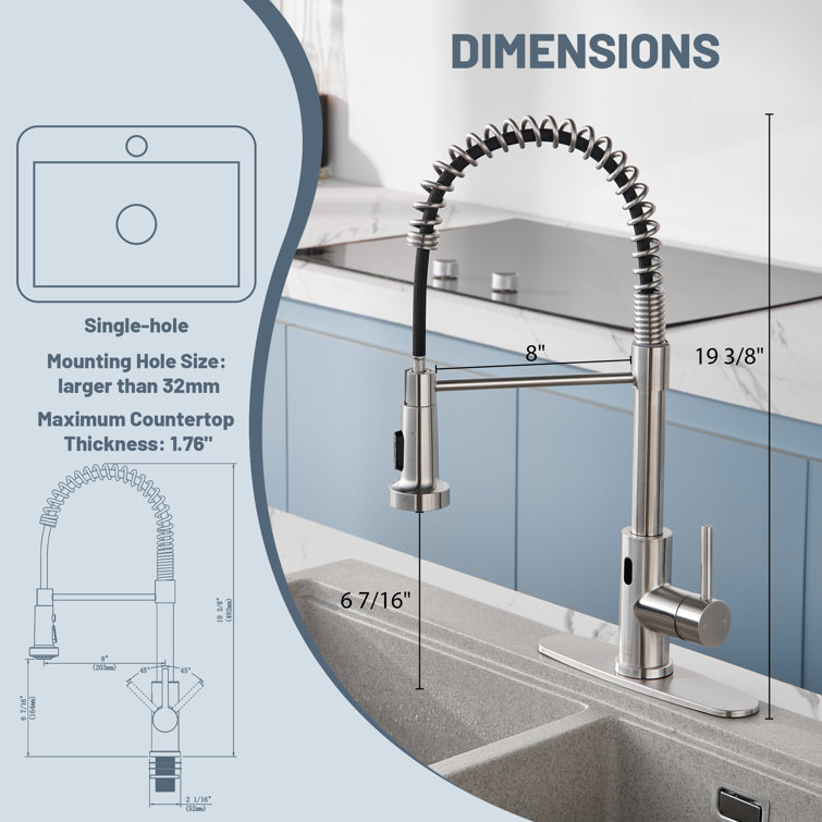 Brushed Nickel Touchless Pull-Down Kitchen Faucet with Spray