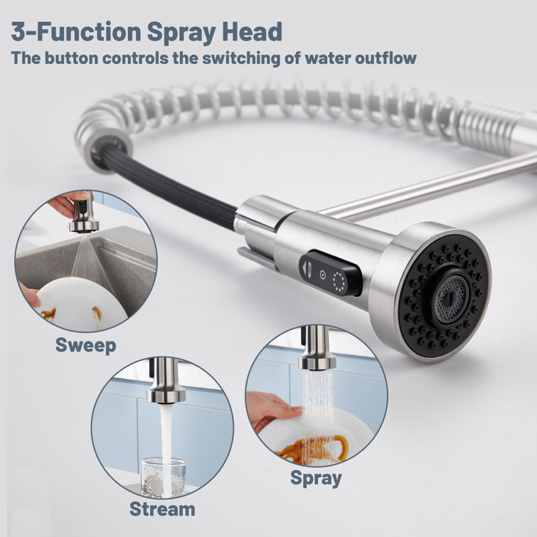 Brushed Nickel Touchless Pull-Down Kitchen Faucet with Spray