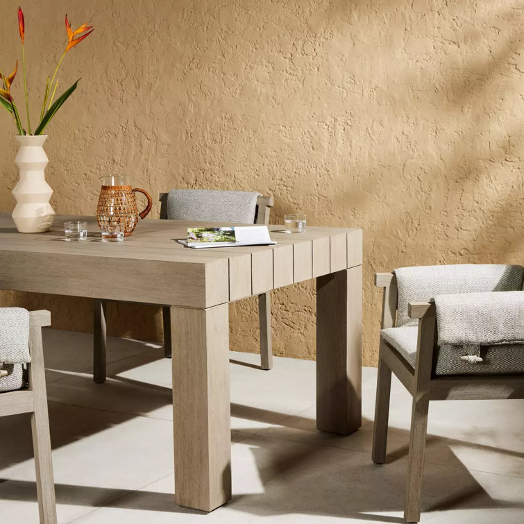 Washed Brown Rectangular Teak Outdoor Dining Table