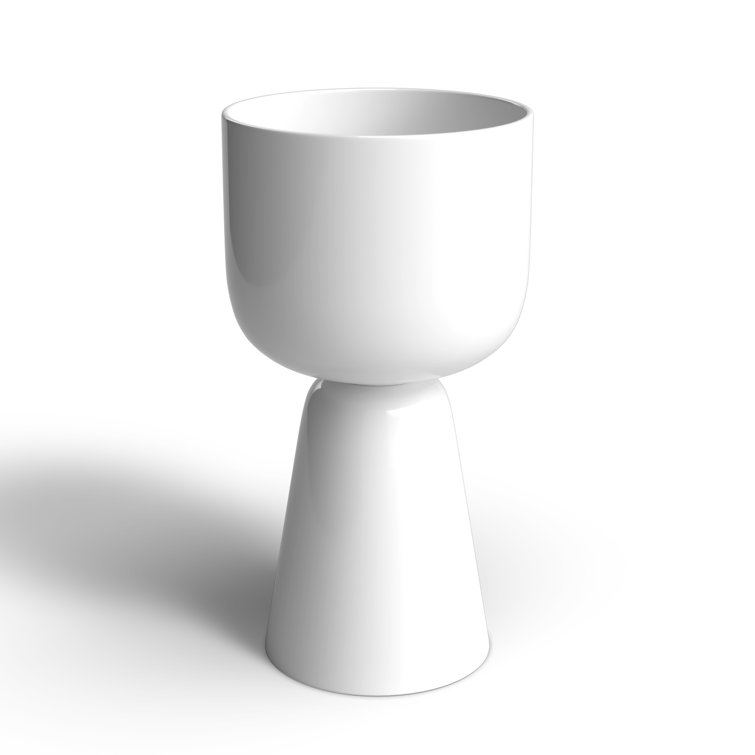 Scandinavian Matte White Ceramic Tabletop Planter, 11.81"