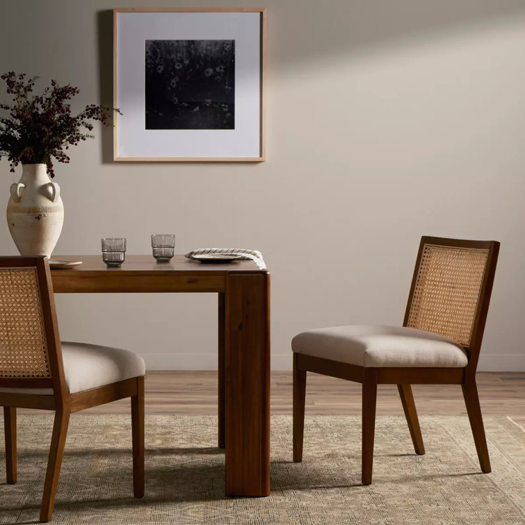 Natural Cane and Wood Upholstered Side Chair