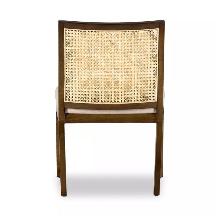 Natural Cane and Wood Upholstered Side Chair