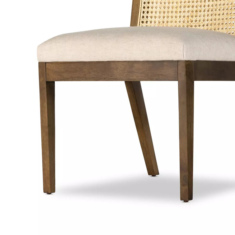 Natural Cane and Wood Upholstered Side Chair