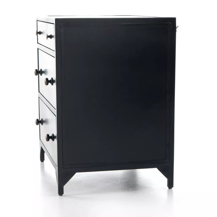 Belmont Industrial Black Iron 3-Drawer Nightstand