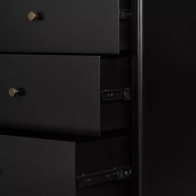 Modern Industrial Black Iron 8-Drawer Double Dresser