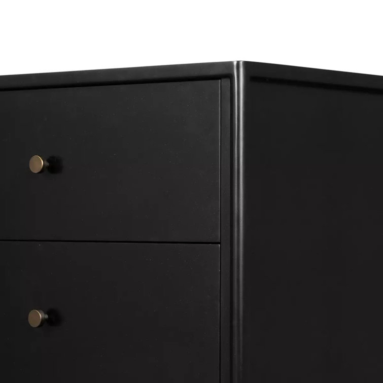 Modern Industrial Black Iron 8-Drawer Double Dresser