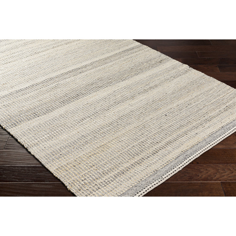 Gray and Beige Flat Woven Handmade Wool Rug