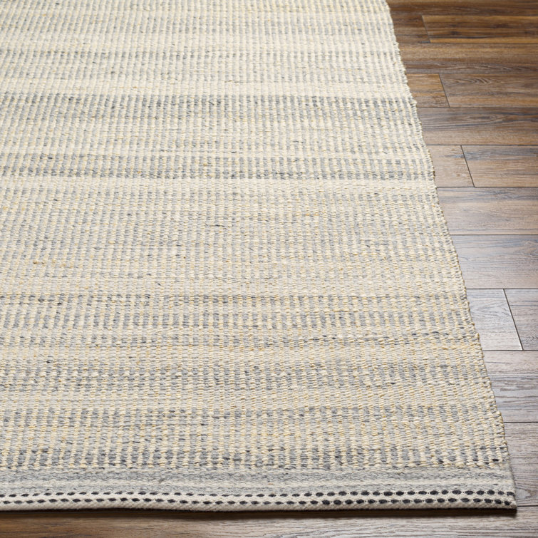 Gray and Beige Flat Woven Handmade Wool Rug