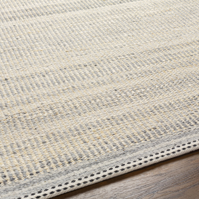 Gray and Beige Flat Woven Handmade Wool Rug
