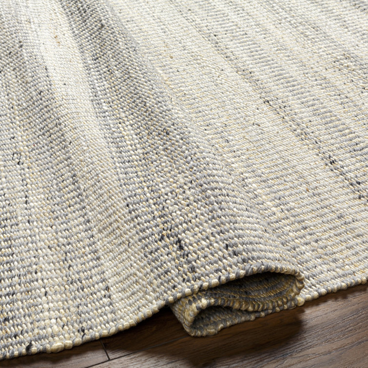 Gray and Beige Flat Woven Handmade Wool Rug