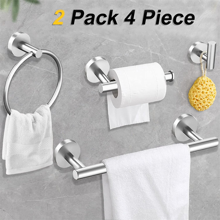 Brushed Nickel 8-Piece Stainless Steel Bathroom Hardware Set