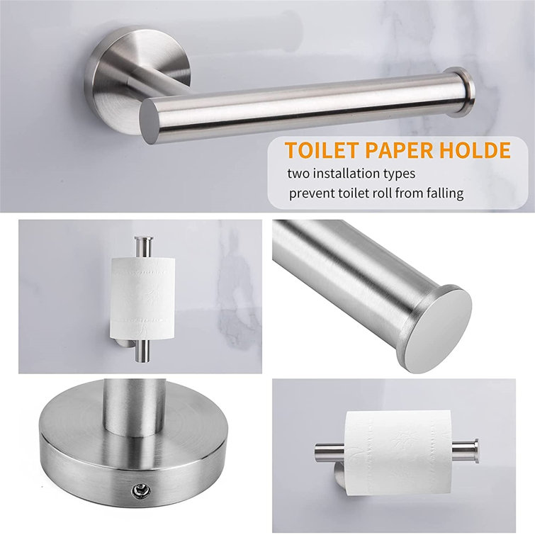 Brushed Nickel 8-Piece Stainless Steel Bathroom Hardware Set