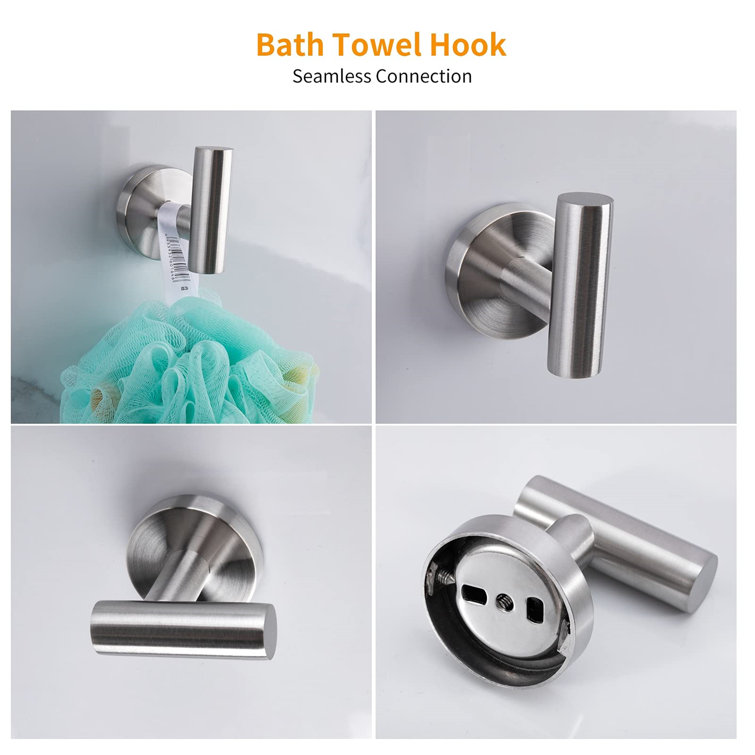 Brushed Nickel 8-Piece Stainless Steel Bathroom Hardware Set