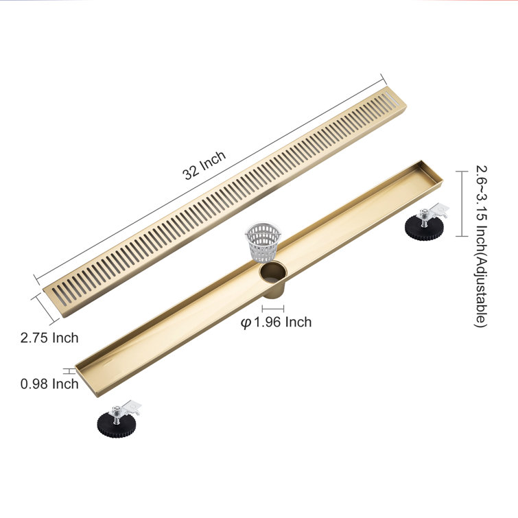 32'' Gold Stainless Steel Linear Shower Drain