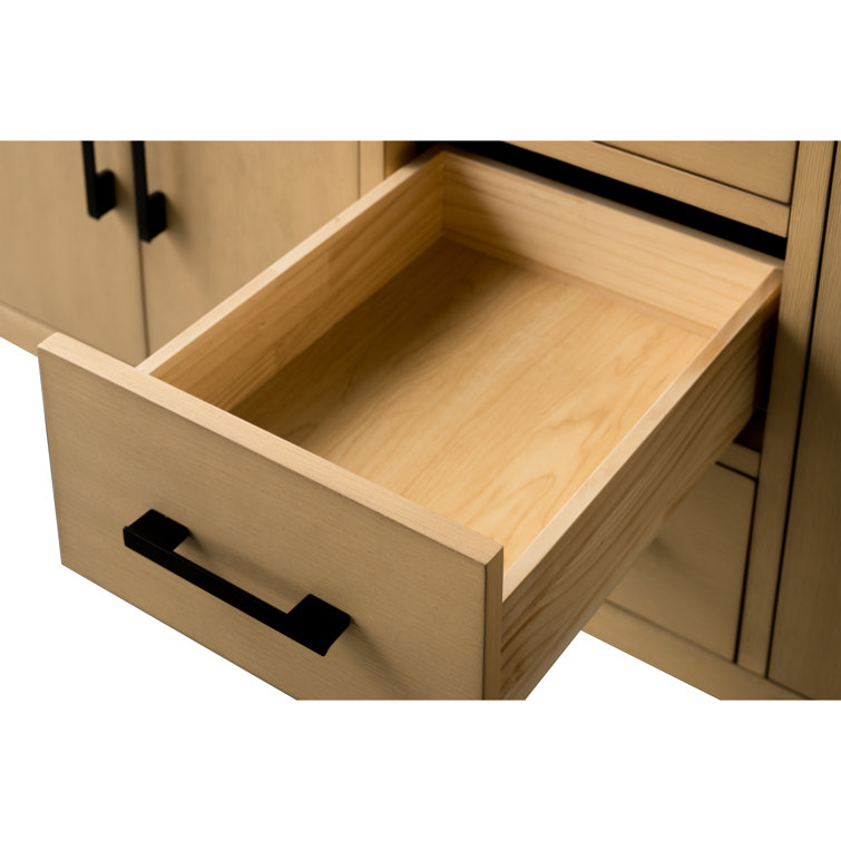 60" Natural Oak Double Sink Bathroom Vanity with Marble Top