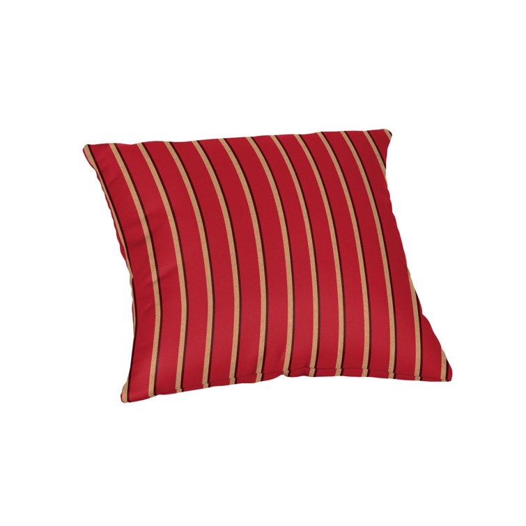 Harwood Crimson Red Sunbrella® Striped Square Outdoor Pillow