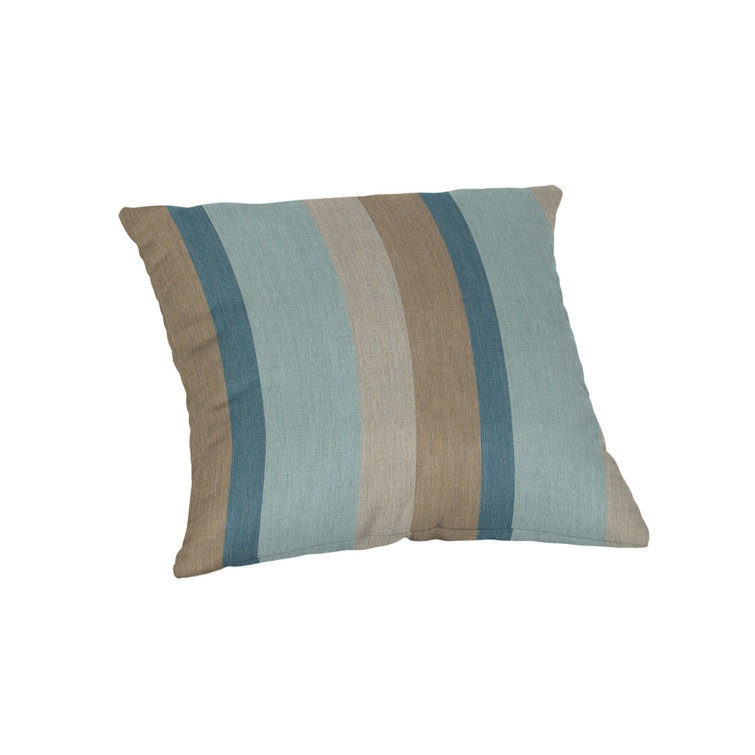 Gateway Mist Sunbrella® Striped Square Indoor/Outdoor Throw Pillow