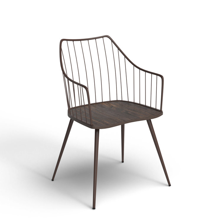 Winston Farmhouse Dark Brown Metal & Walnut Wood Accent Chair