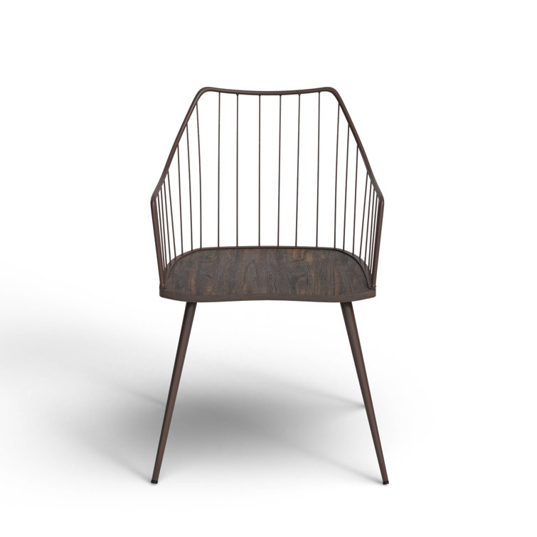 Winston Farmhouse Dark Brown Metal & Walnut Wood Accent Chair