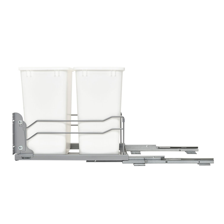 White Double Pull-Out Trash Can with Soft-Close Slides