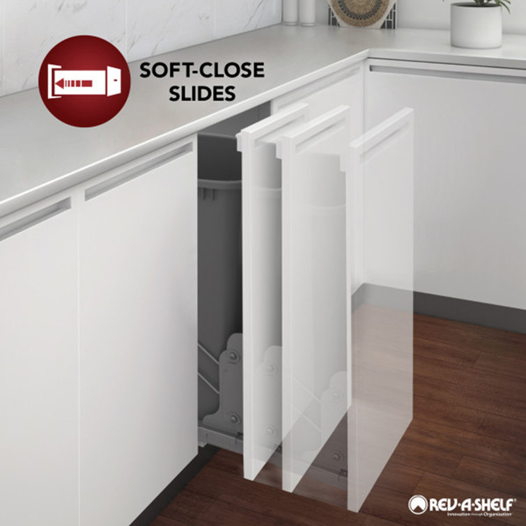 White Double Pull-Out Trash Can with Soft-Close Slides