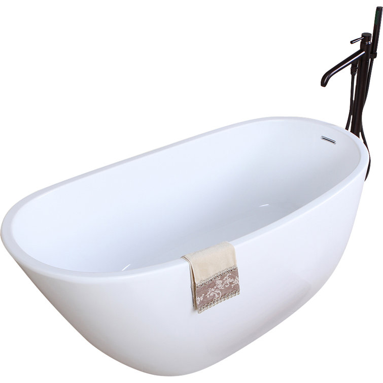 Aqua Eden White 59" Freestanding Acrylic Clawfoot Bathtub