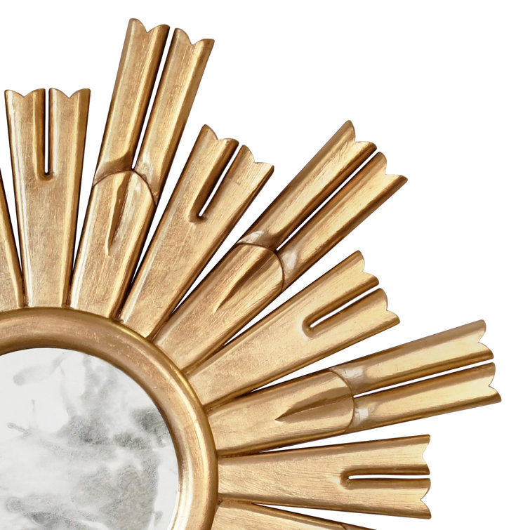 Gold Leaf Sunburst Round Wall Mirror