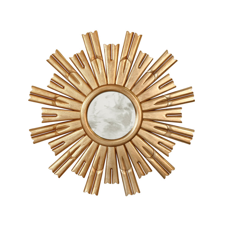 Gold Leaf Sunburst Round Wall Mirror