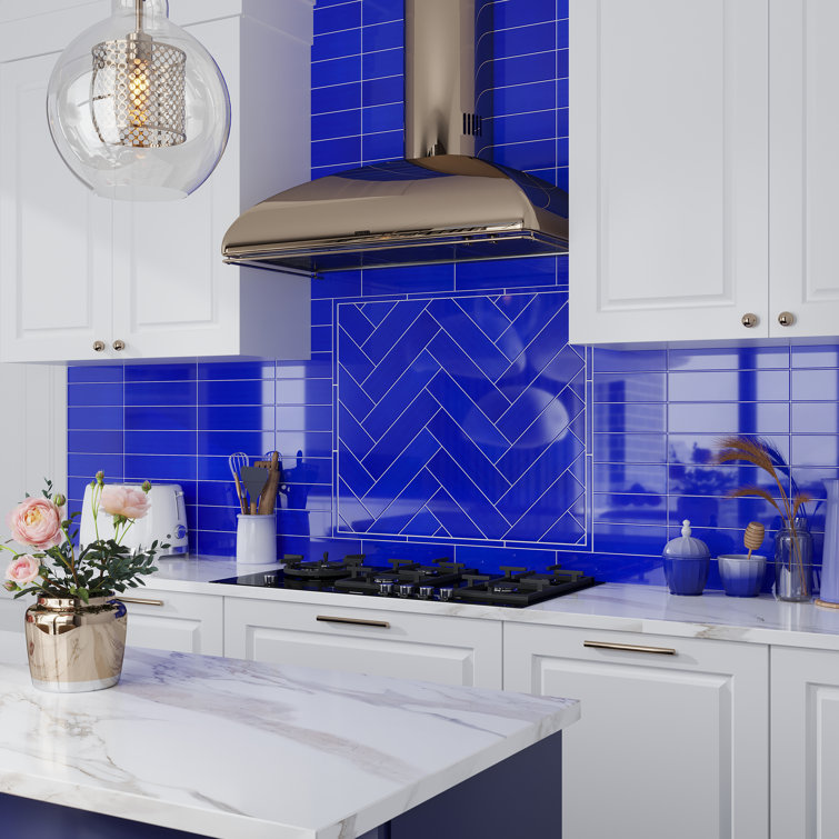 Cobalt Blue 3" x 12" Polished Glass Subway Wall Tile