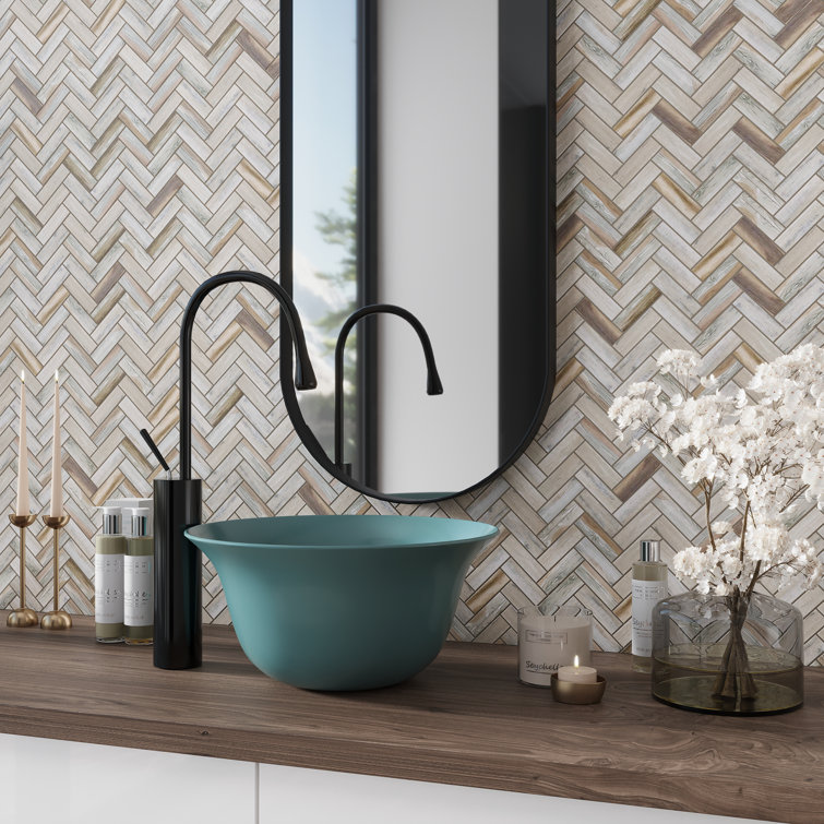 Aloha Beige Matte Iridescent Glass Mosaic Tile
