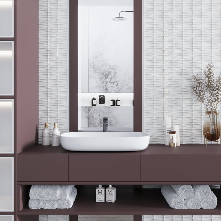 White Glass Trapezoid Mosaic Wall Tile