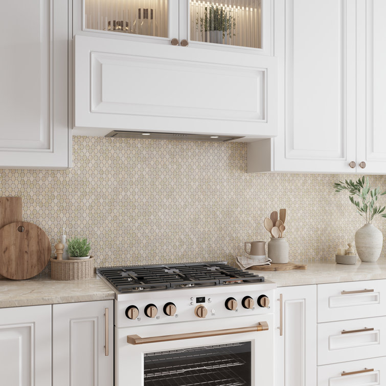 11.8 x 12.4 Beige and White Marble Mosaic Tile