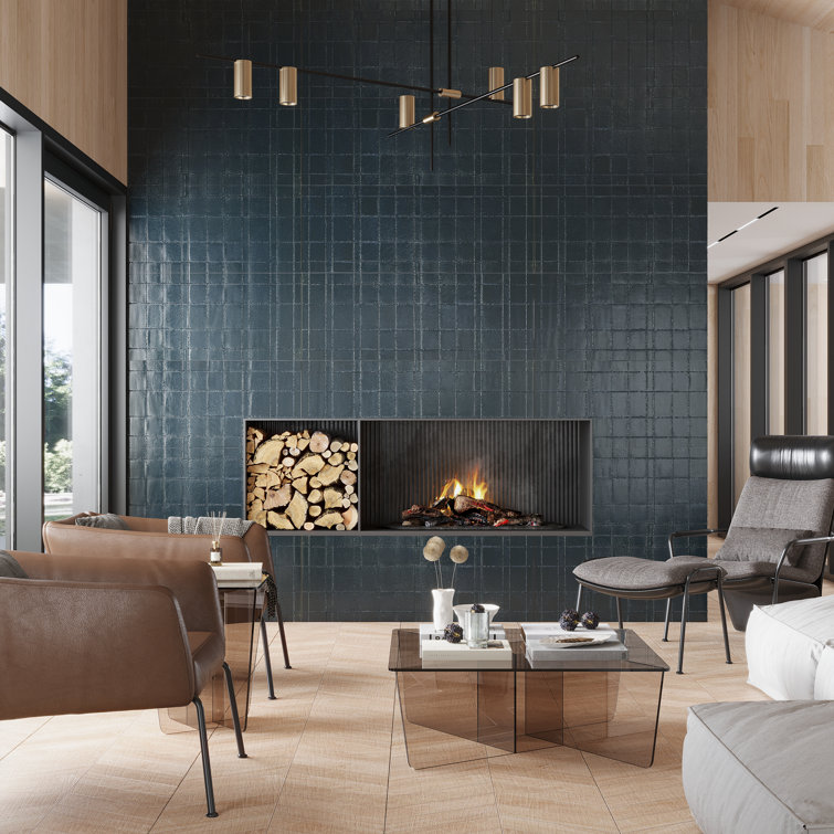 Maastricht Blue Large Format Textured Ceramic Wall Tile