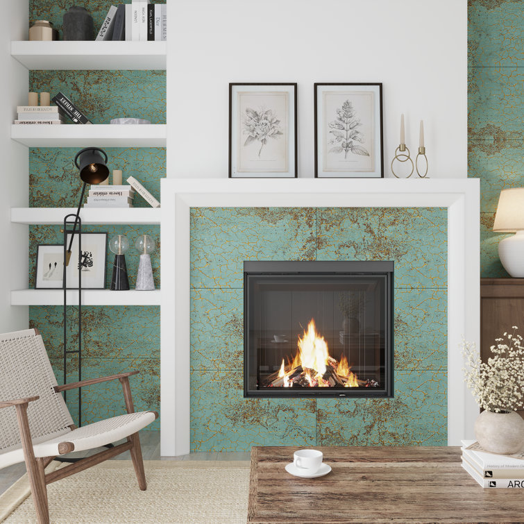 Viridian Green Gold Vein Large Ceramic Wall Tile
