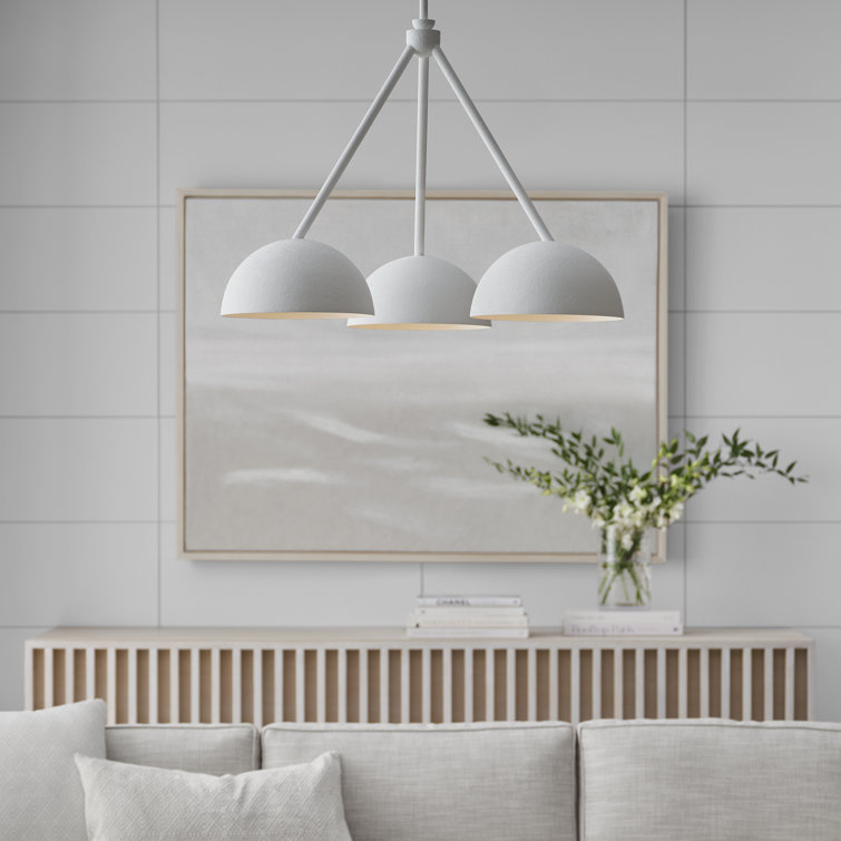 Beaunay White Cast Plaster 3-Light Chandelier