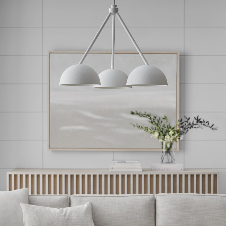Beaunay White Cast Plaster 3-Light Chandelier