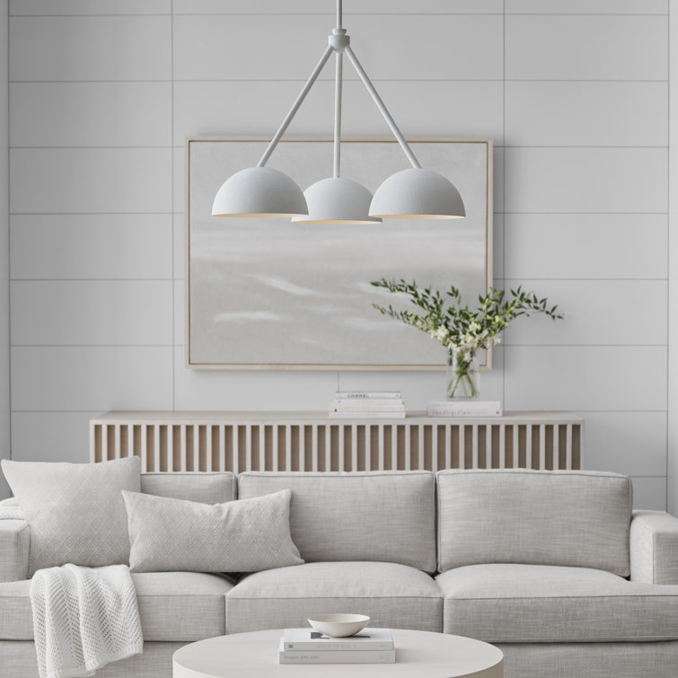 Beaunay White Cast Plaster 3-Light Chandelier