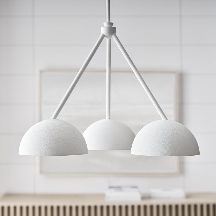 Beaunay White Cast Plaster 3-Light Chandelier