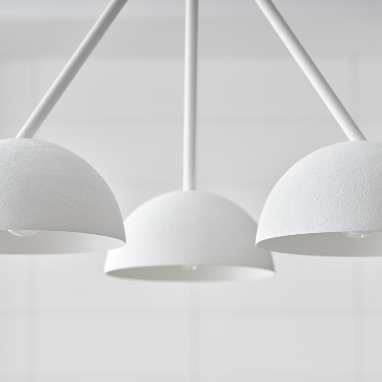 Beaunay White Cast Plaster 3-Light Chandelier