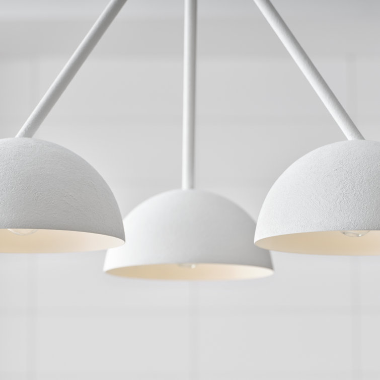 Beaunay White Cast Plaster 3-Light Chandelier