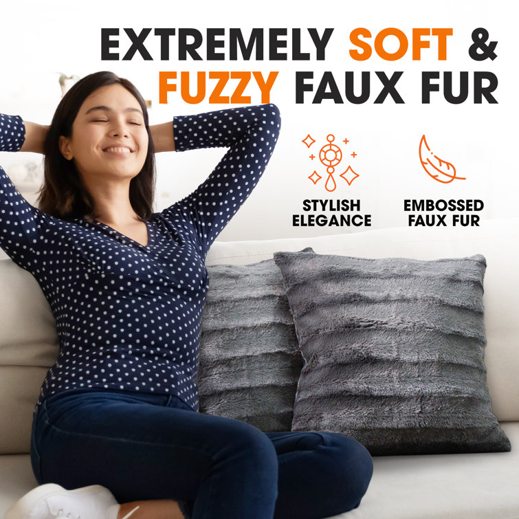 Faux Fur Throw Pillow (Set of 2)