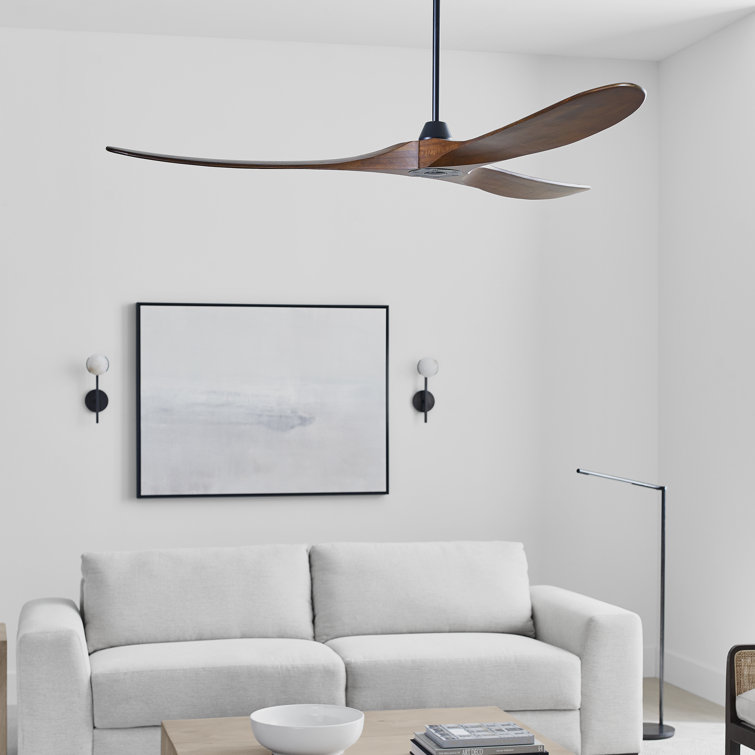 88-Inch Brushed Steel Ceiling Fan with Dark Walnut Blades and Remote