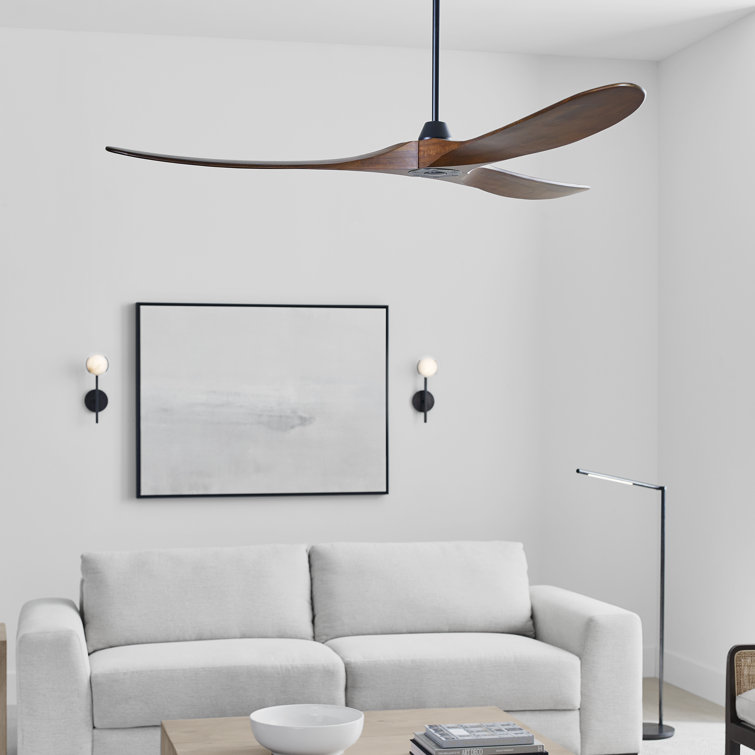 88-Inch Brushed Steel Ceiling Fan with Dark Walnut Blades and Remote