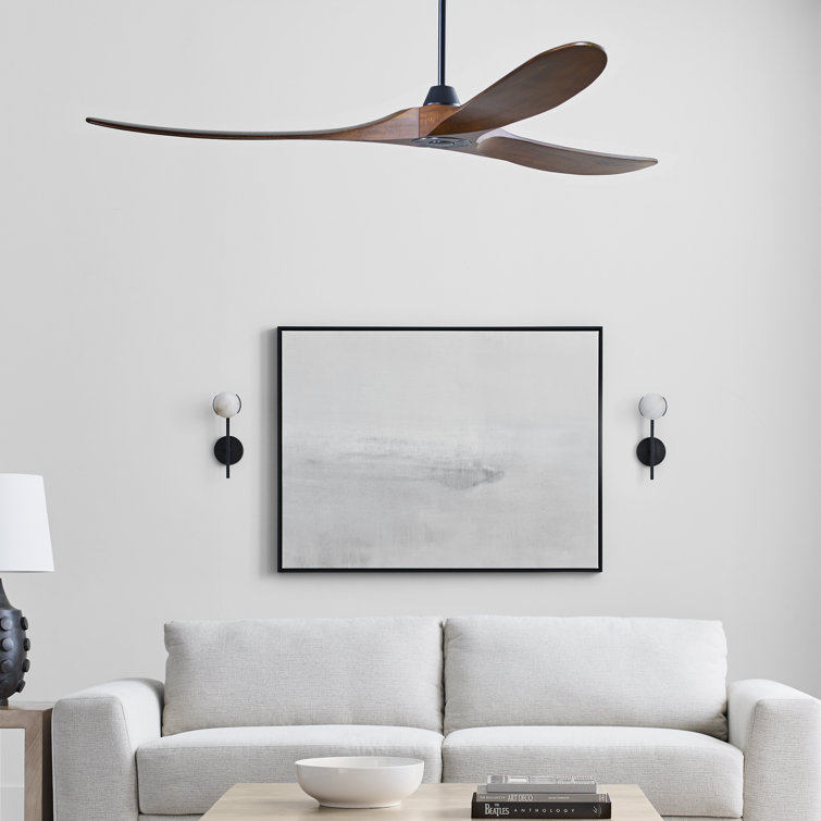 88-Inch Brushed Steel Ceiling Fan with Dark Walnut Blades and Remote